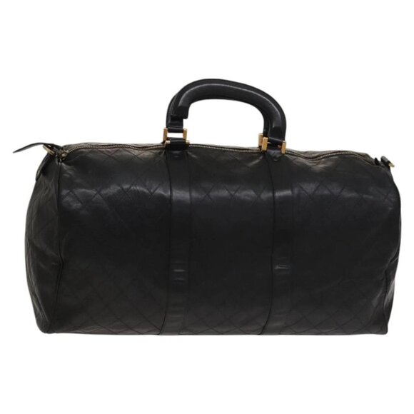 CHANEL Bicolore Boston Bag Lamb Skin 2way Black Gold - Picture 1 of 16